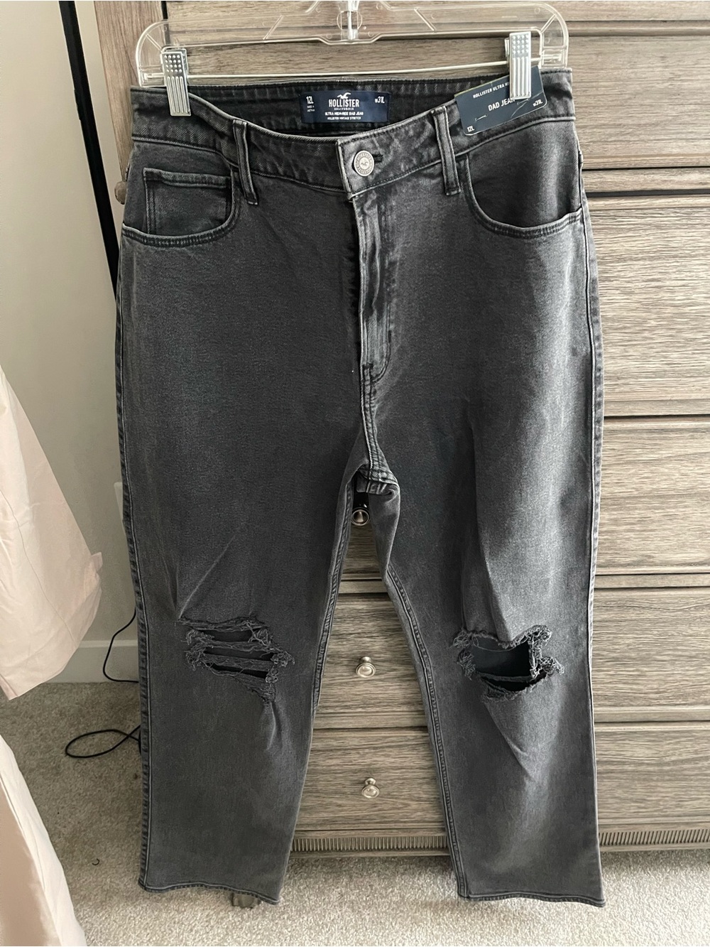 Hollister Men's Black Washed Slim Ripped Jeans